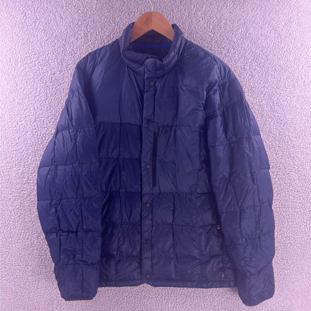 Mountain Hardwear Mens Blue Quilted Puffer Jacket Snap Zip Coat Large
